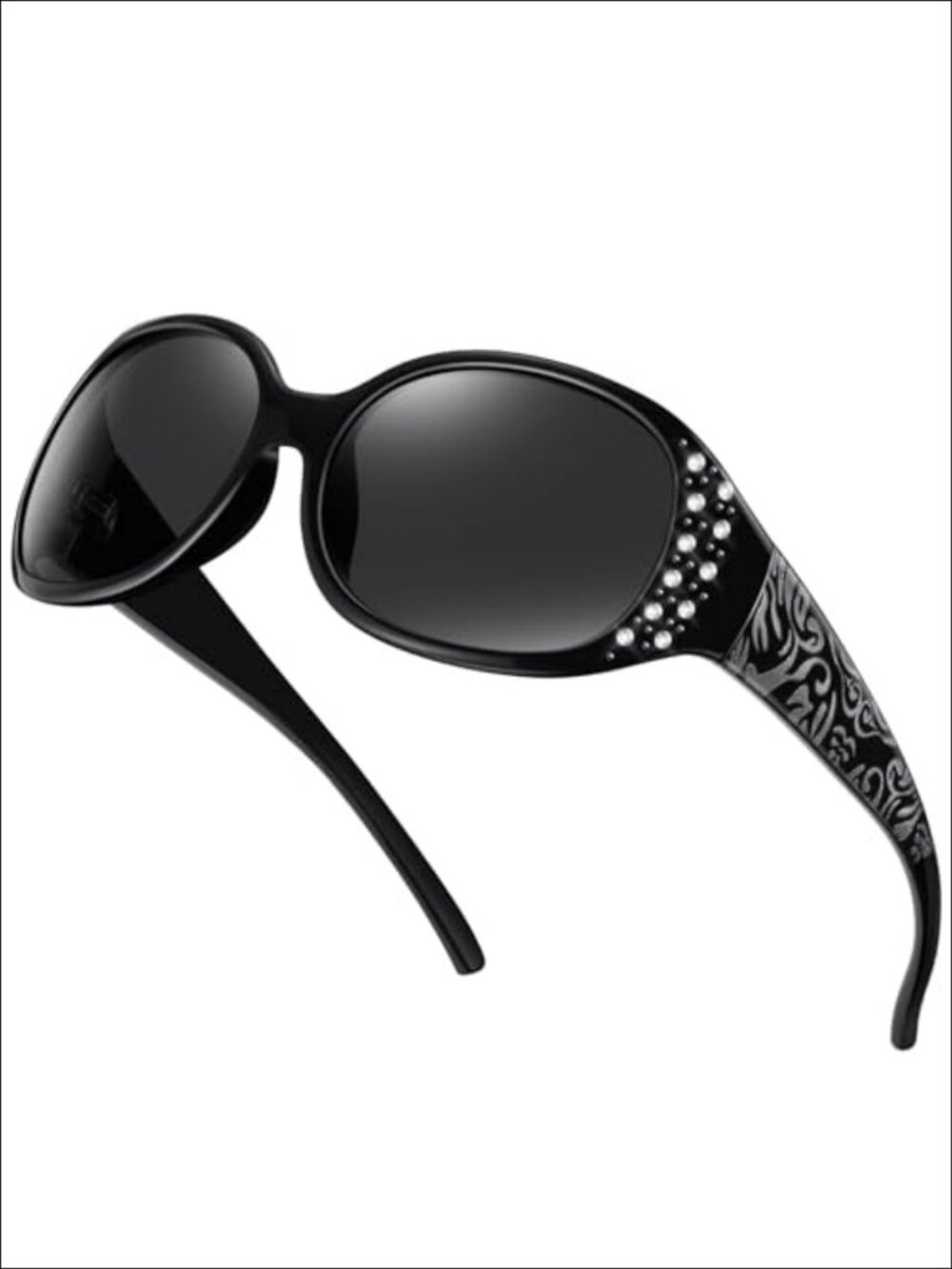 Polarized Sunglasses UV400 Oval Rhinestone Frame Women Outdoor